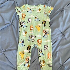 Little Sleepies Cartoon Print Footie - Light Green